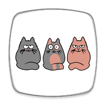 3 cats - Square fridge magnet - white - Front