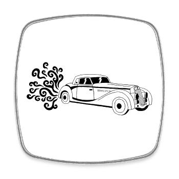 Schwarzer Oldtimer - Viereckiger Kühlschrankmagnet - Weiß - Vorne