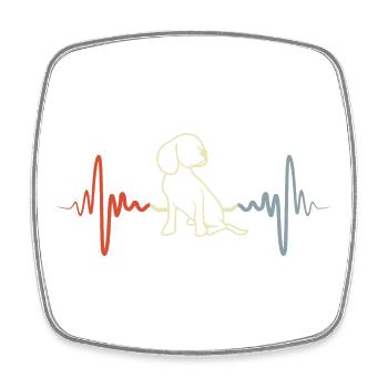 Dog Puppy Heartbeat Vintage - Square fridge magnet - white - Front