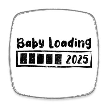 Baby 2025 loading - Schwangerschaft - Geschenk - Viereckiger Kühlschrankmagnet - Weiß - Vorne