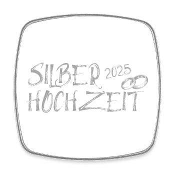Silberhochzeit 2025 mit Silberringen silberfarben - Viereckiger Kühlschrankmagnet - Weiß - Vorne