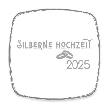 Silberne Hochzeit 2025 mit Ringen Jugendstil - Viereckiger Kühlschrankmagnet - Weiß - Vorne