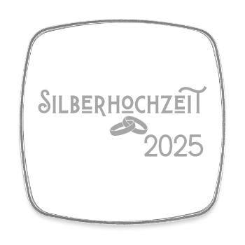 Silberhochzeit 2025 mit Ringen Jugendstil - Viereckiger Kühlschrankmagnet - Weiß - Vorne