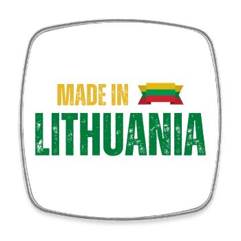 Made in Lithuania, litauischer Stolz - Viereckiger Kühlschrankmagnet - Weiß - Vorne
