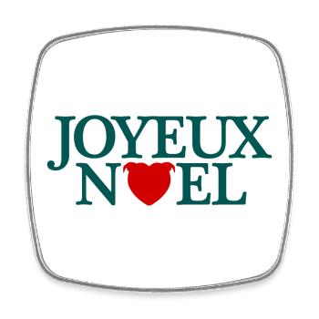 Joyeux Noël avec tête de staffie en forme de cœur - Magnet carré - blanc - Devant