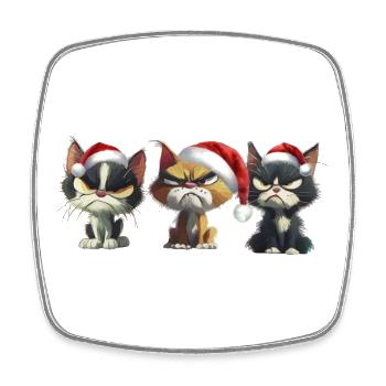 Grim Christmas Cats Trio Presents - Square fridge magnet - white - Front