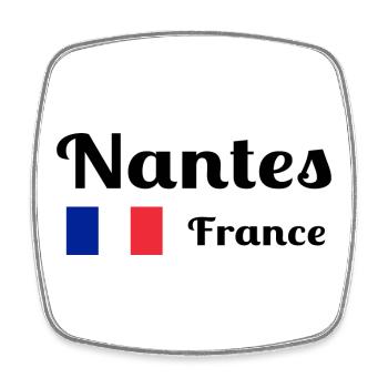 Nantes France- Stylish prints - Square fridge magnet - white - Front