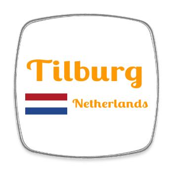 Tilburg, Netherlands- Stylish prints - Square fridge magnet - white - Front