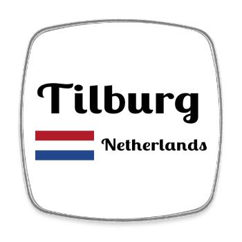 Tilburg, Netherlands- Stylish prints - Square fridge magnet - white - Front