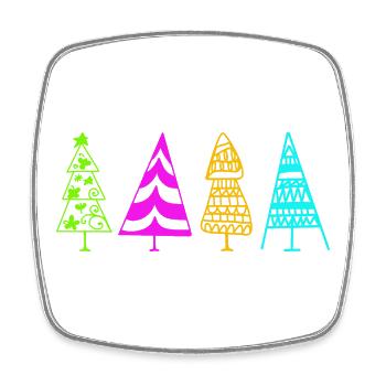 Colorful Christmas Tree Illustration - Square fridge magnet - white - Front
