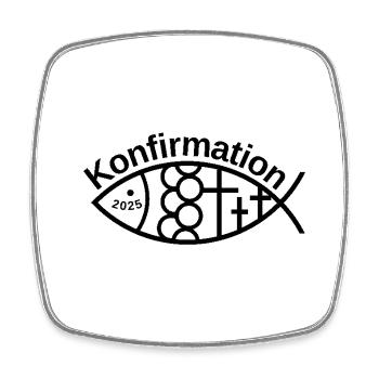 Confirmation 2025 Jesus Fish with 3 Crosses - Square fridge magnet - white - Front