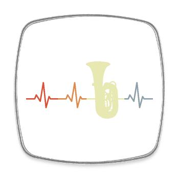 Tuba Vintage Cœur Ligne - Magnet carré - blanc - Devant