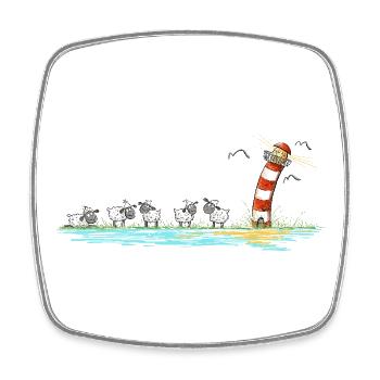 Leuchtturm und Schafe I Nordsee Ostsee Küste - Viereckiger Kühlschrankmagnet - Weiß - Vorne