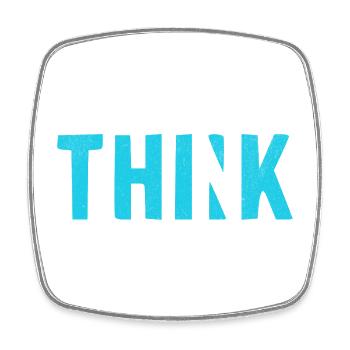 THINK Blue | Cooles Streetwear-Typo-Design - Viereckiger Kühlschrankmagnet - Weiß - Vorne