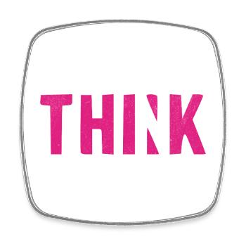 THINK Pink | Cooles Streetwear-Typo-Design - Viereckiger Kühlschrankmagnet - Weiß - Vorne
