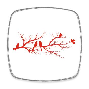 The red birds on the branch - Square fridge magnet - white - Front