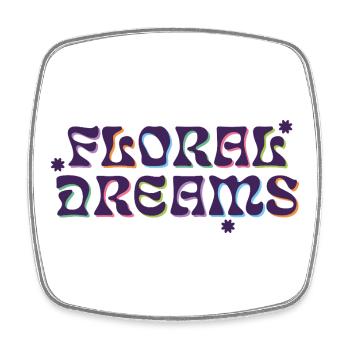 Floral Dreams Psychedelic Type - Viereckiger Kühlschrankmagnet - Weiß - Vorne
