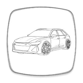 Auto Outline simpel - Viereckiger Kühlschrankmagnet - Weiß - Vorne