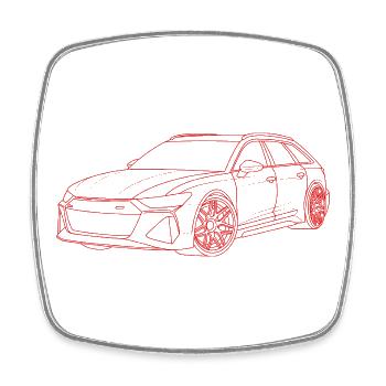 Auto outline rot - Viereckiger Kühlschrankmagnet - Weiß - Vorne