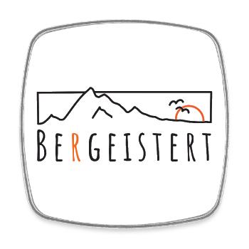 Bergeistert Berge Begeisterung Sonne Wandern Trail - Viereckiger Kühlschrankmagnet - Weiß - Vorne