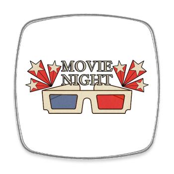 Retro Movie Night 3D Glasses Design - Square fridge magnet - white - Front