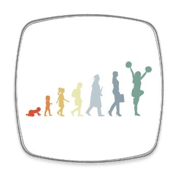 Vintage Cheerleader Evolution - Viereckiger Kühlschrankmagnet - Weiß - Vorne