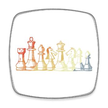 Vintage Chess Pieces Sketch - Square fridge magnet - white - Front