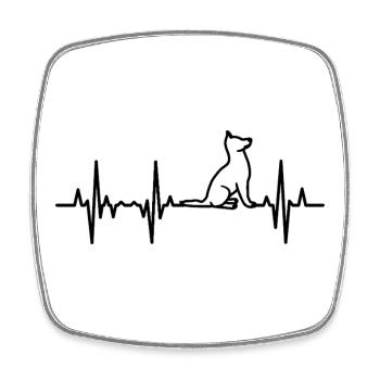 ECG pour chien Ligne cardiaque - Magnet carré - blanc - Devant