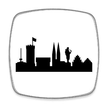 Bielefeld Skyline - Viereckiger Kühlschrankmagnet - Weiß - Vorne