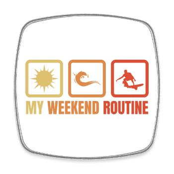 Routine du week-end de surf - Magnet carré - blanc - Devant
