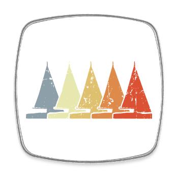 Segelboot Skizze - Viereckiger Kühlschrankmagnet - Weiß - Vorne