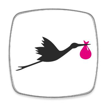 Klapperstorch Storch Mädchen rosa - Viereckiger Kühlschrankmagnet - Weiß - Vorne