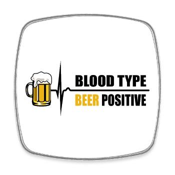 Groupe sanguin Bière positive - votre pouls augmente - Magnet carré - blanc - Devant