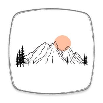 Silhouette de montagne ensoleillée - Magnet carré - blanc - Devant