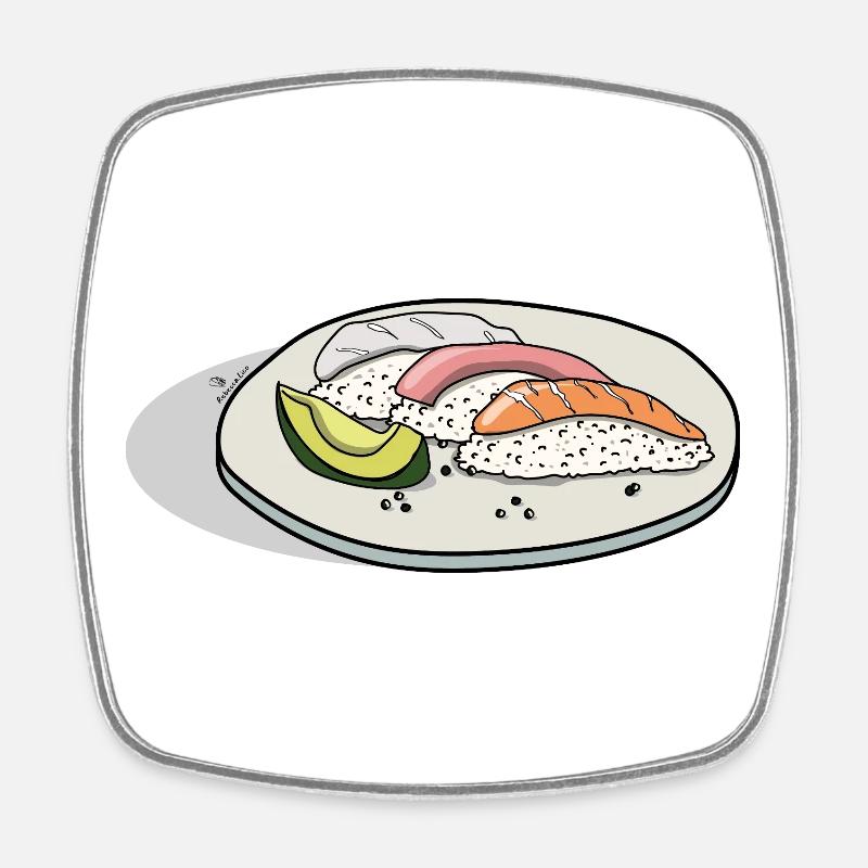 sushi - Square fridge magnet - white