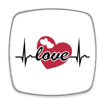ECG Curve - Heart Curve - Valentine's Day - Love - Square fridge magnet - white - Front