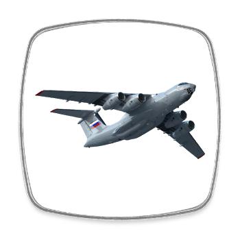 Ilyushin Il-76MD-90 - Square fridge magnet - white - Front