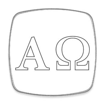Alpha Omega Minimal Line Art - Viereckiger Kühlschrankmagnet - Weiß - Vorne