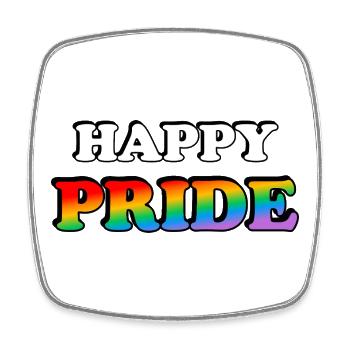 Pride Rainbow Text Design - Square fridge magnet - white - Front