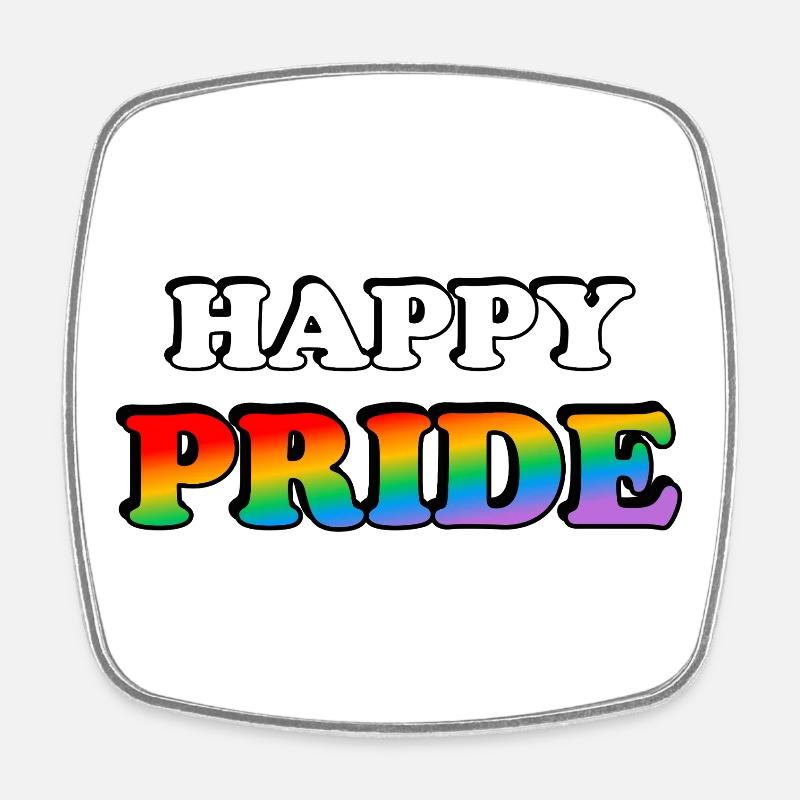 Pride Rainbow Text Design - Square fridge magnet - white