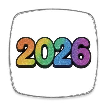 Neon Glitter Year 2026 - Square fridge magnet - white - Front