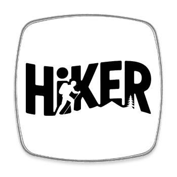 Hiker Typography - Hiking Design - Square fridge magnet - white - Front