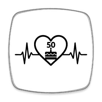 Heart Birthday 50 Years Cake - Square fridge magnet - white - Front