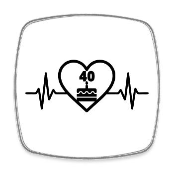 Heart Birthday 40 Years Cake - Square fridge magnet - white - Front