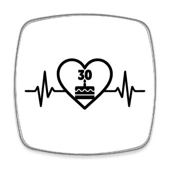 Heart Birthday 30 Years Cake - Square fridge magnet - white - Front