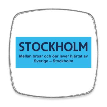 Stockholmer Brücken- und Inseldesign - Viereckiger Kühlschrankmagnet - Weiß - Vorne
