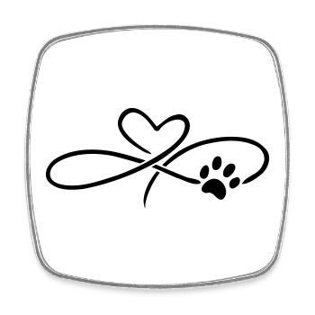 Infinity Herz mit Pfote Hund Katze - Viereckiger Kühlschrankmagnet - Weiß - Vorne