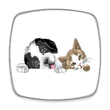 Cat and dog - Square fridge magnet - white - Front