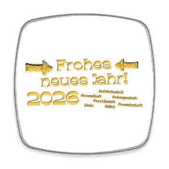 Bonne année 2026, vœux de nouvel an, texte doré - Magnet carré - blanc - Devant