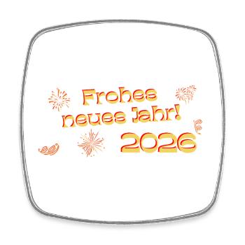 Happy New Year 2026 text red golden decorative - Square fridge magnet - white - Front